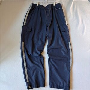 Champion Mens Vintage Cargo Track Pants Navy Blue Gray Stripe Size Large